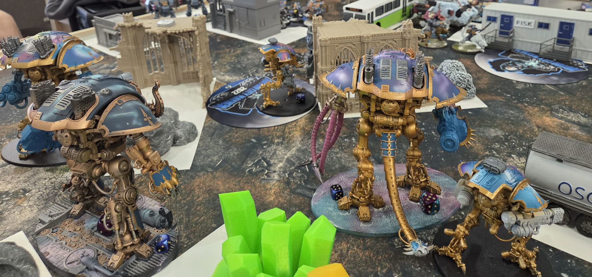chaos knight models on game table from behind
